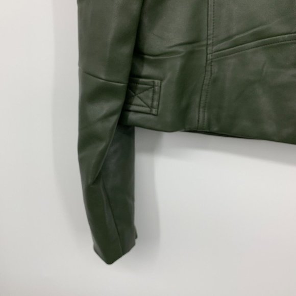 Blank NYC Jacket Green Faux Leather Moto Zip Forever And A Day - Picture 11 of 12
